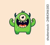 Green monster vector is a cute green monster image with a simple shape. The monsters have big eyes and big smiles, making them look friendly and fun for kids.