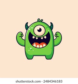 Green monster vector is a cute green monster image with a simple shape. The monsters have big eyes and big smiles, making them look friendly and fun for kids.