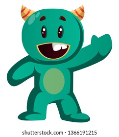 Green monster wavingvector illustration