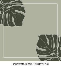 green monstera leaf background or template, botanical abstract. Illustration about background or decoration.