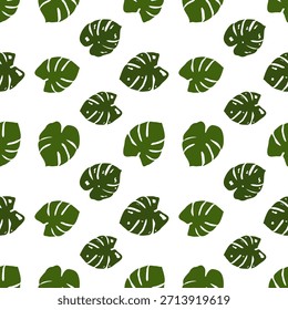 Patrón de hojas de monstruo verde sobre fondo brillante. El diseño presenta un patrón repetitivo de hojas tropicales estilizadas sobre un fondo limpio, ideal para crear una estética natural y fresca.