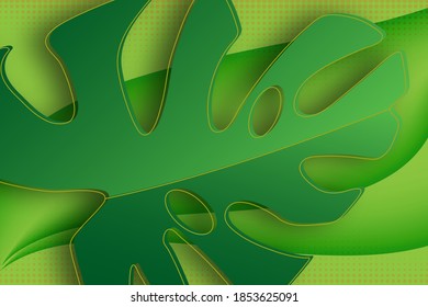 
Green monstera leaves vector, eco banner design, poster