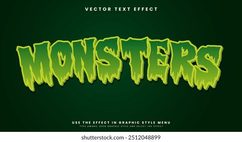 Green Monsters editable text effect Template in dark theme