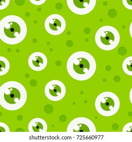 Green monster's eyes seamless pattern . Halloween background.