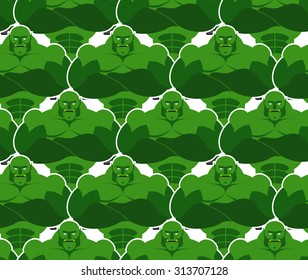 Green monsters seamless pattern. Evil and powerful Goblins. Vektor background of monsters