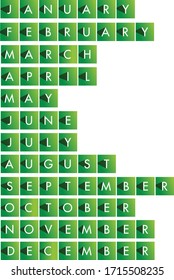 Green Months with Letters in the Box