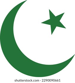 green moon with star vector