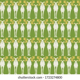 Green moose seamless repeat pattern.