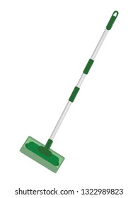 Green Mop With Floor Cloth - Isolated On White Background - Flat Style - Vector