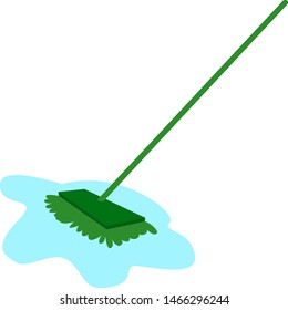 Green Mop, Illustration, Vector On White Background.