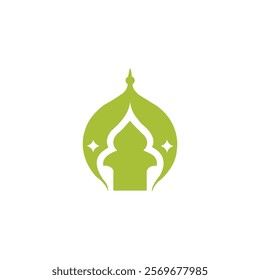Green Moroccan pattern isolated on white background. Masjid pattern illustration.