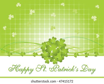 green mosaic background with curve stripes, shamrock