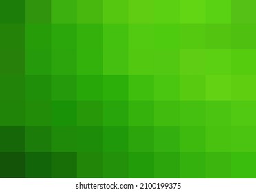 Green mosaic pixel background. Vector geometric texture from green squares. A backing of mosaic squares. Light green background for post, screensaver, wallpaper, postcard, poster, banner, cover