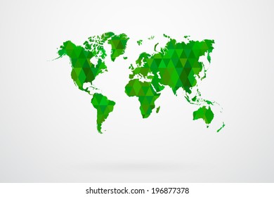 Green Mosaic Tiles World Map Vector Abstract