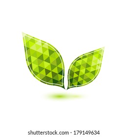 Green mosaic vector leaf nature design