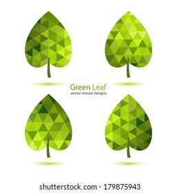 Green mosaic vector leaf nature design