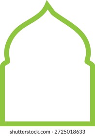 Green mosque archway design element isolated on transparent background for graphic resources