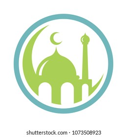 Green Mosque With Blue Circle Logo
