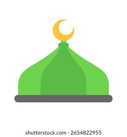 Cúpula de mezquita verde con ilustración de diseño plano de luna creciente