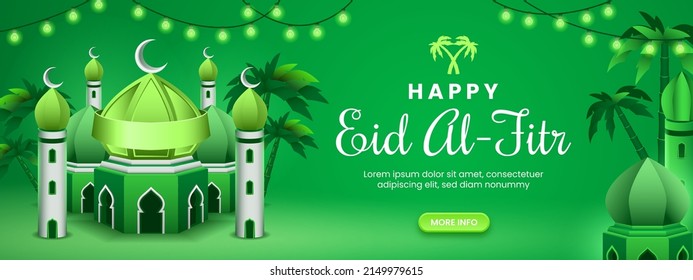 Green Moschee Eid Al-Fitr Banner