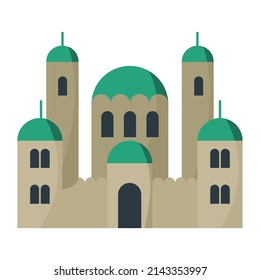 green mosque facade islamic icon