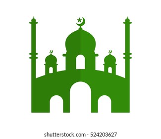 green mosque icon islam muslim religion spirituality religious image vector icon