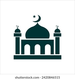 Green Mosque icon vector  illustration isolated on white background