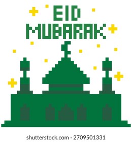Mesquita Verde Pixel Arte Ilustração Islâmica