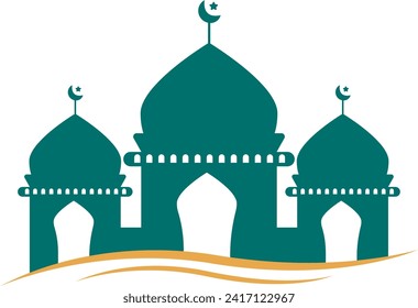 Green Mosque Silhouette Elements Illustration