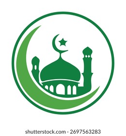 Green Mosque Silhouette – Hexagonal Islamic Icon