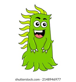 monstruo del musgo verde parado sonriendo amigable, ilustración vectorial arte. imagen del icono del doodle kawaii.
