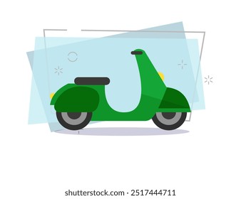 Ilustração de moto verde. Ciclomotor, estrada, velocidade. Conceito de transporte. A ilustração vetorial pode ser usada para tópicos como veículo, viagem, cidade