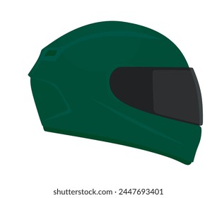 Casco de motocicleta verde. Ilustración vectorial
