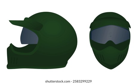 Green motorcycle helmet. vector illustration