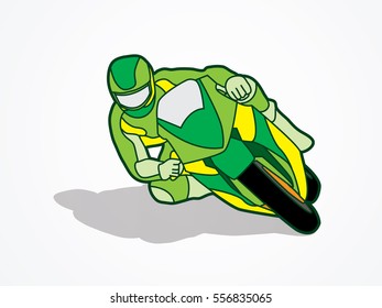 Green Motorcycle racing graphic vector.