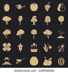 Green mound icons set. Simple set of 25 green mound icons for web for any design