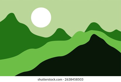 Green Mountain Abstract Background With Sun