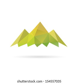 Green Mountain Abstract Isolated On A White Backgrounds, Vector Illustration