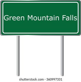 Green Mountain Falls , Colorado , road sign green vector illustration, road table, USA city