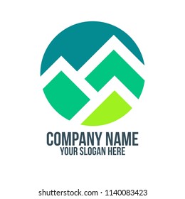 Green Mountain And Forest And Abstract Logo Concept For Company, Corporate, Foundation, Business, Startup And Enterprise