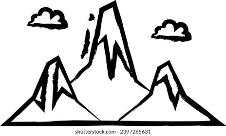 Green Mountain hand drawn vector illustration