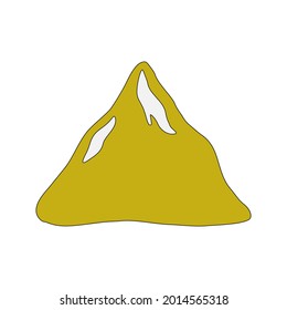 Green mountain icon in a simple linear style. Vector illustration of an isolated mountain on a white background