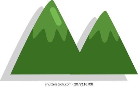 Green mountain, illustration, vector, on a white background.