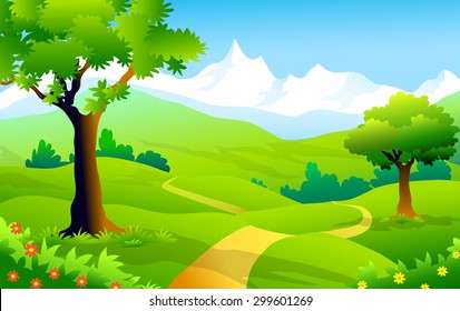 Hills Meadows Scenic Outdoors Stock Vector (Royalty Free) 485893879 ...