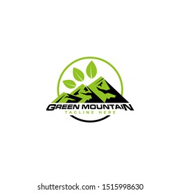 Green Mountain Leaves logo vector icon illustration