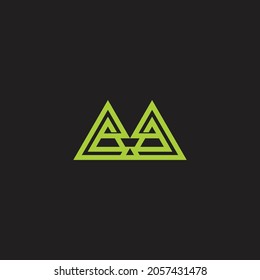 green mountain letter ma simple geometric linear logo vector