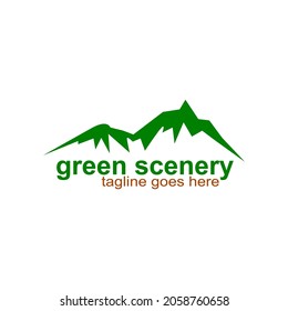 Logo de la montaña verde.  El paisaje verde.  vector de formato