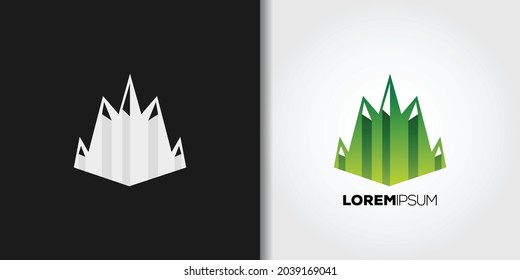 green mountain logo template vector set