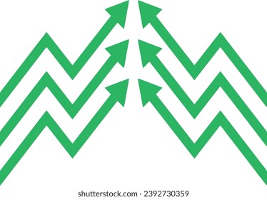 Green mountain logo with upward arrow. Perfect for eco-friendly businesses, outdoor adventure companies and eco-friendly brands.
