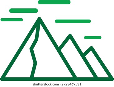 Green mountain range landscape with clouds icon